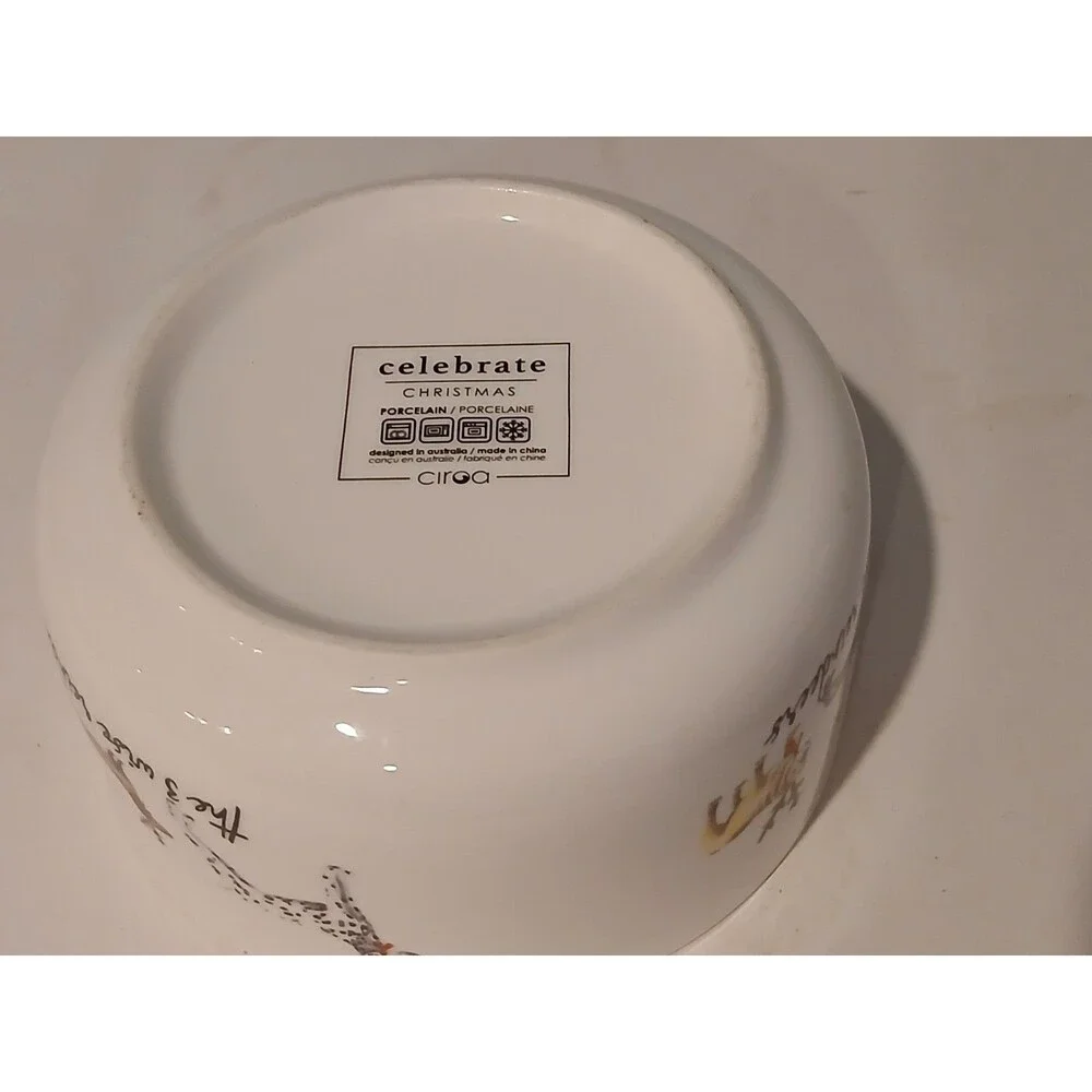 Ciroa Bowl 3 wise reindeer Celebrate Christmas Dog porcelain Australia